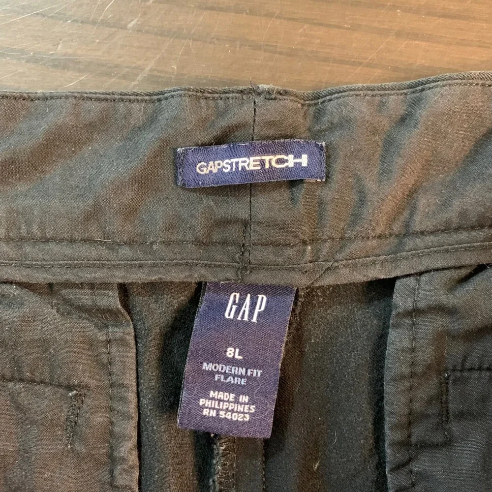VTG Y2K GAP Modern Fit Flare Pants Black Gapstretch Cotton Stretch Women 8L Tall - Picture 3 of 10